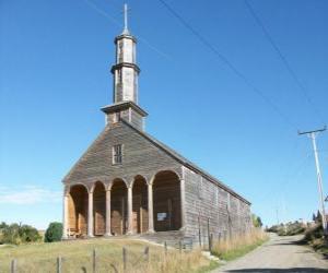 пазл Церкви Chiloe, построен полностью из дерева. Чили.